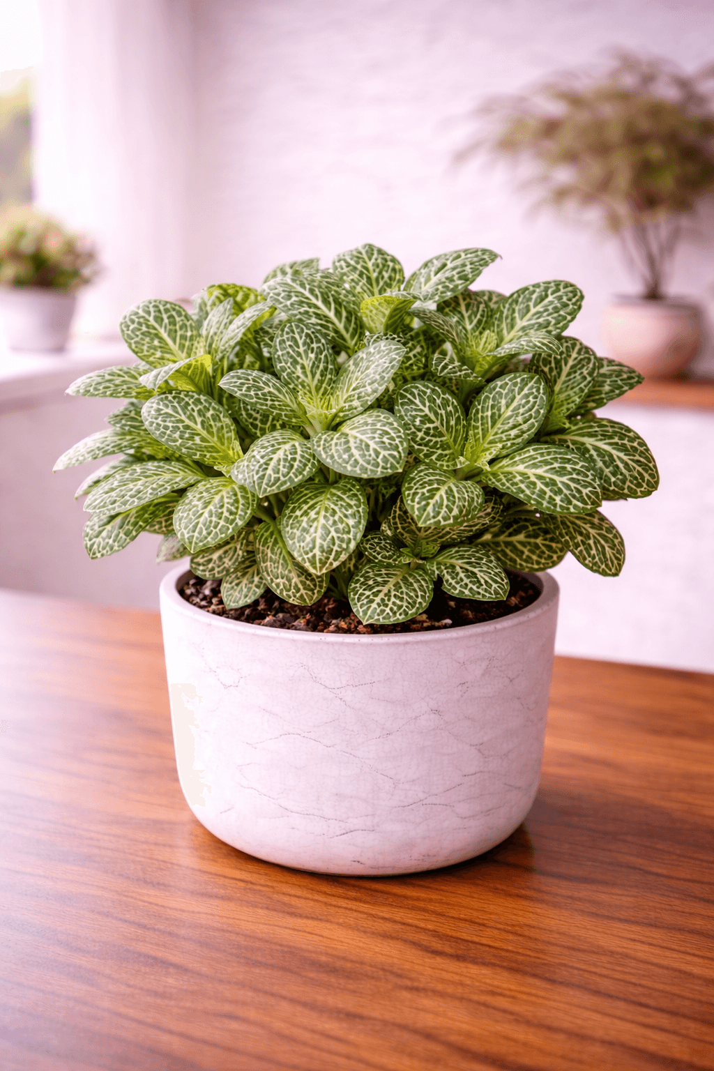 Nerve Plant (Fittonia) with intricate pink and white veined leaves