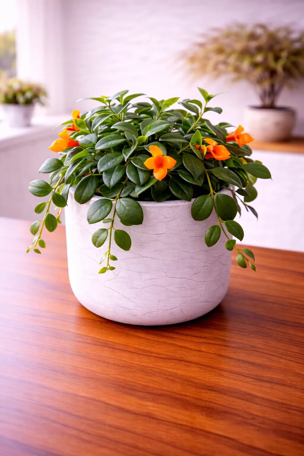 Goldfish plant with orange tubular flowers