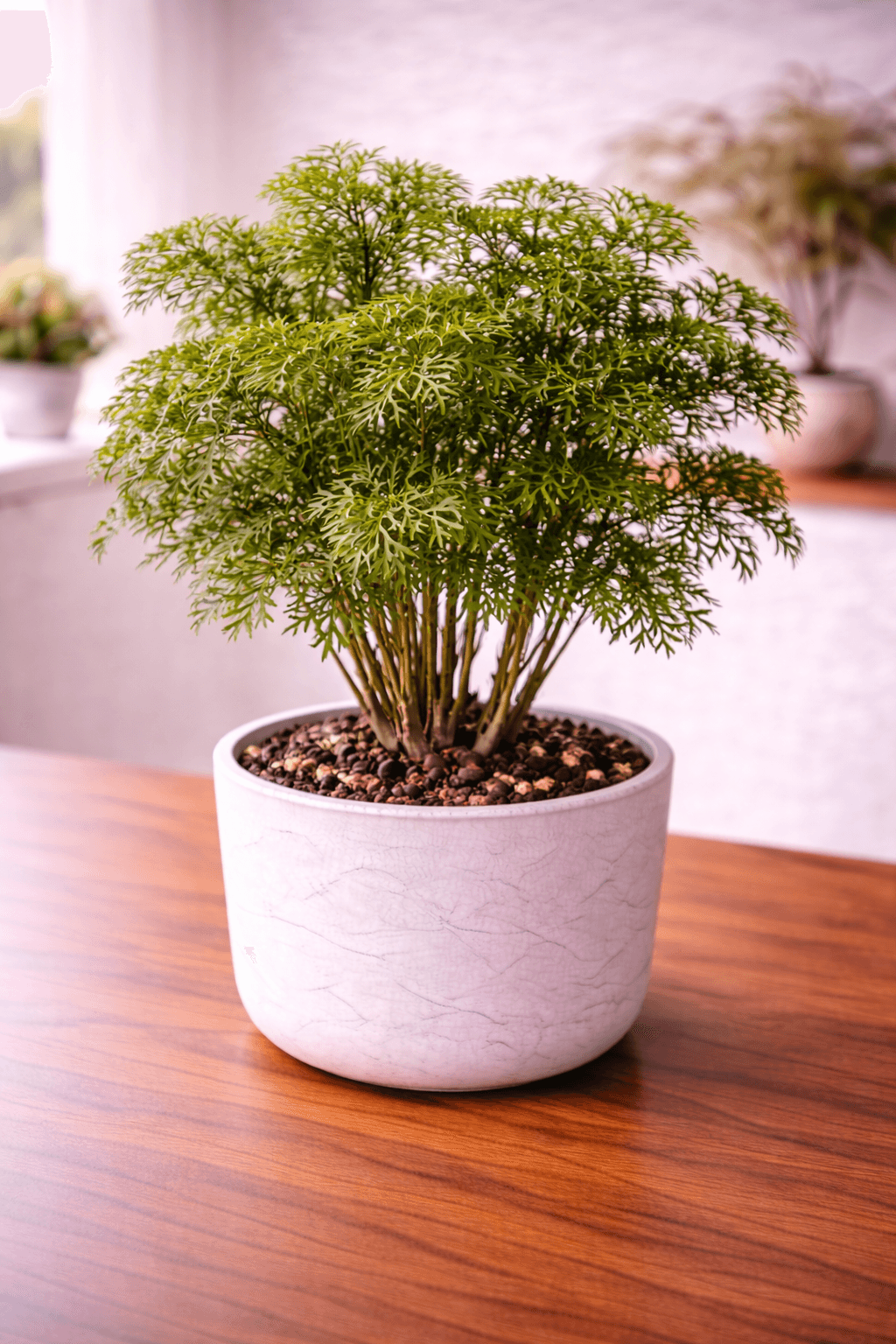 Ming Aralia (Polyscias) with delicate feathery foliage and bonsai-like branching form