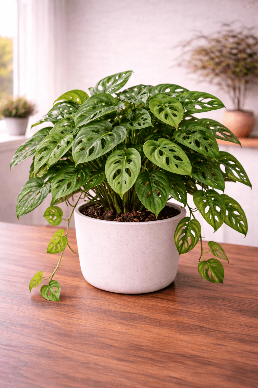 Monstera adansonii vine with fenestrated leaves