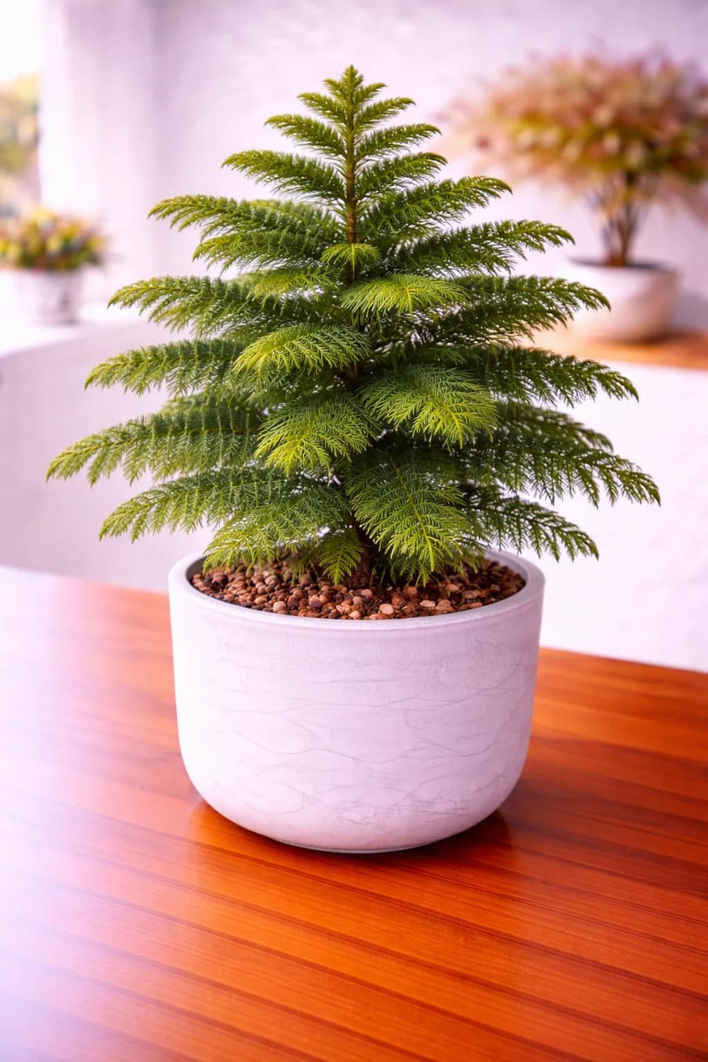 Norfolk Island Pine with symmetrical evergreen branches