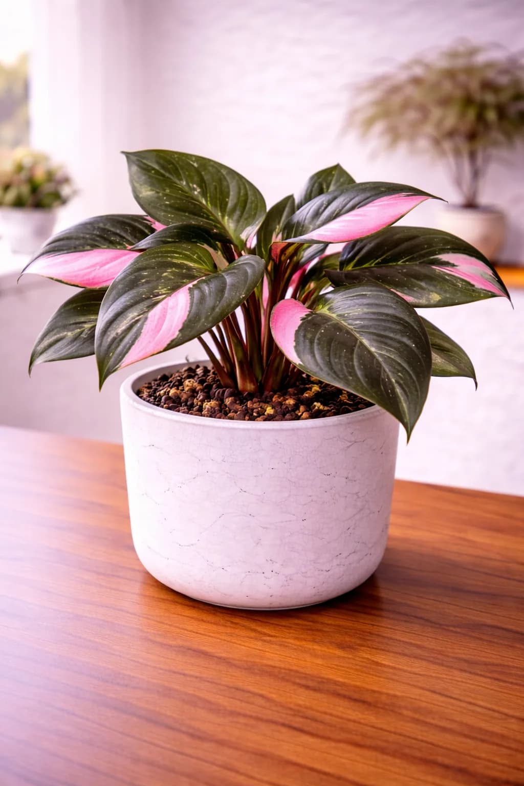 Philodendron Pink Princess with pink variegated leaves
