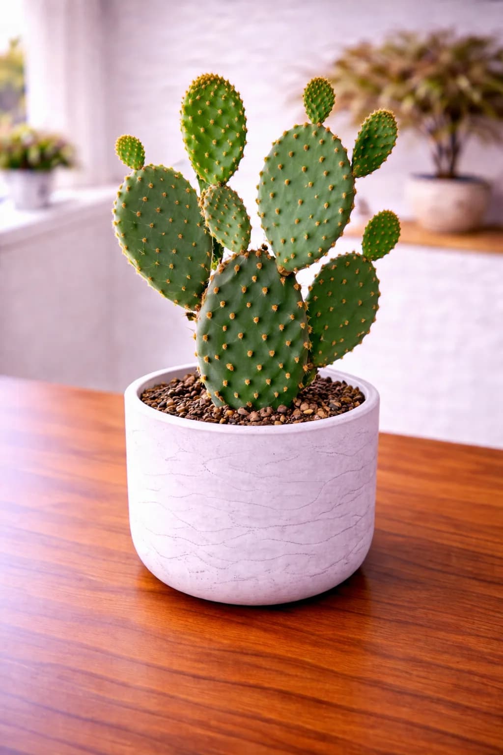 Prickly pear cactus with flat paddle-shaped pads