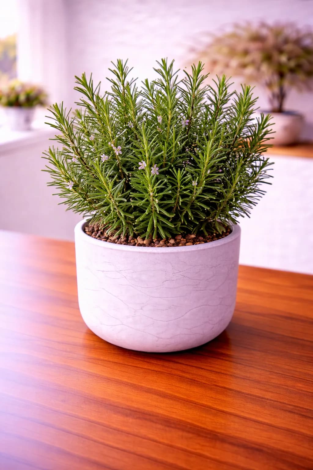 Rosemary plant with needle-like aromatic leaves